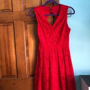Red Lace Dress with Open Back